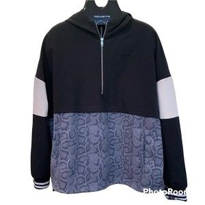 Avia Athleisure 1/4 Zip Colorblock Performance Pullover Hoodie (Snake Print)